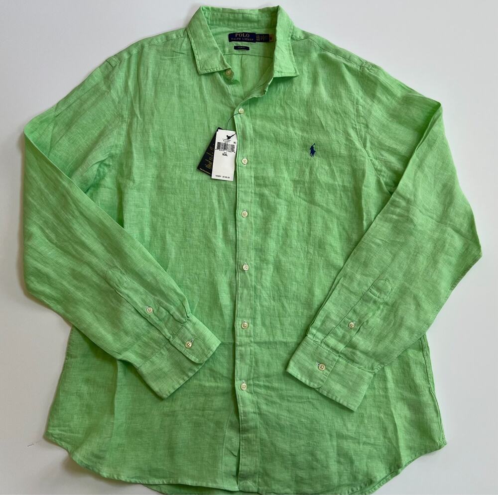 Polo Ralph Lauren Slim Fit Long Sleeve Linen Button Down Shirt Men's 2XL